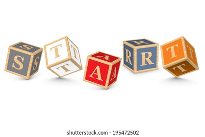 START written with alphabet blocks - vector illustration