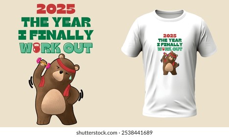 Start the year with a laugh and a little self-motivation! This humorous design playfully declares "2025: The Year I Finally Work Out" and is perfect for anyone with big fitness goals. New Year t-shirt