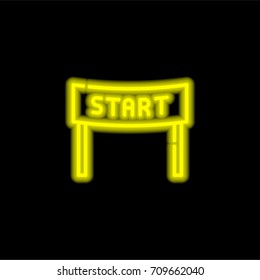 Start yellow glowing neon ui ux icon. Glowing sign logo vector
