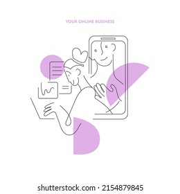 start your business. Minimalistic linear poster of the origin of your own business, motivation to start something of your own and stop working for someone else. online business development