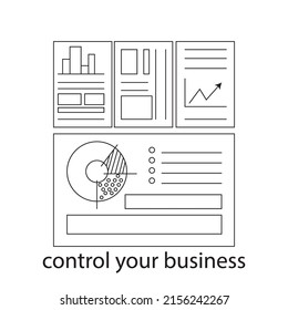 Start Your Business. Minimalistic Linear Icon Started Its Own Business: Registration Of All Forms, Tax, Net Income