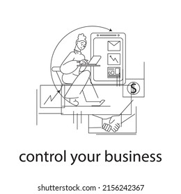 start your business. Minimalistic linear poster about starting your own business, motivation to start something of your own and stop working for someone else. 