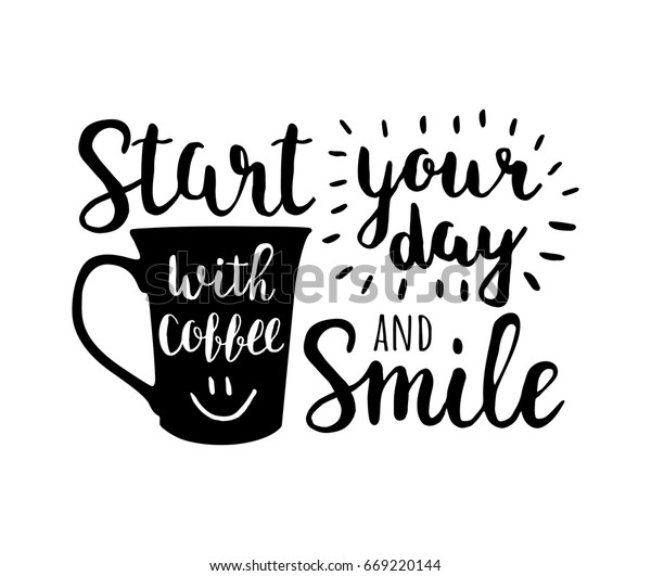 Start Your Day Coffee Smile Vector vector de stock (libre de regalías