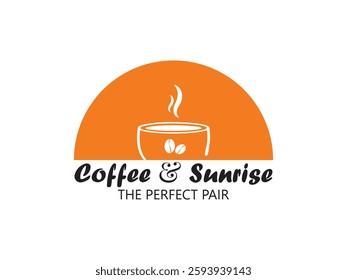 Start your day with coffee and sunrise logo and quote t shirt design