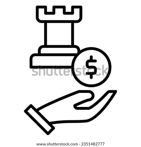 Startegy coin dollar icon or logo vector illustration black color line style.
