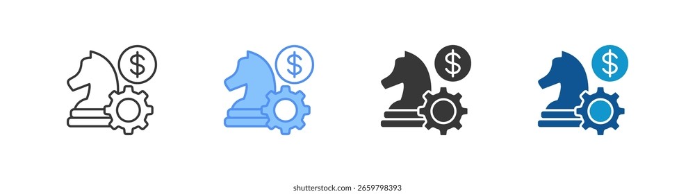 Colección de conjunto de iconos multiestilo de estrategia
