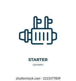 Starter icon. Linear vector illustration from car parts collection. Outline starter icon vector. Thin line symbol for use on web and mobile apps, logo, print media.