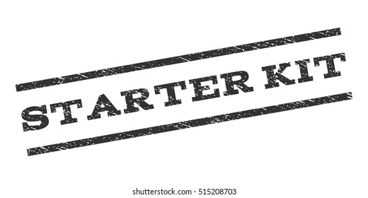 Starter Kit watermark stamp. Text caption between parallel lines with grunge design style. Rubber seal stamp with dust texture. Vector color ink imprint on a white background.