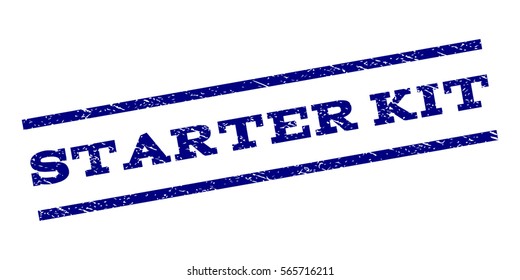 Starter Kit watermark stamp. Text caption between parallel lines with grunge design style. Rubber seal stamp with dirty texture. Vector color ink imprint on a white background.