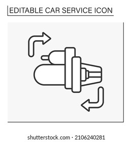  Starter Replacement Line Icon. Change Automatic Device For Starting Engine Of Vehicle.Car Service Concept. Isolated Vector Illustration. Editable Stroke