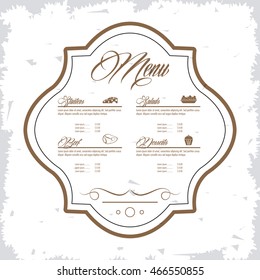 starters salads beef dessert beverage menu restaurant kitchen icon. Grunge illustration. Vector graphic