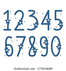 Ilustración de vectores numéricos con tema estelar sobre fondo blanco