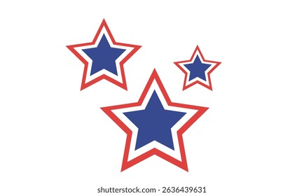 Diseño de Vector con temática de estrellas con estrellas en capas con colores rojo, blanco y azul. Ideal para gráficos del Día de la Independencia y temas patrióticos