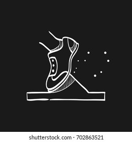 Starting block icon in doodle sketch lines. Sport sprint running get set ready go