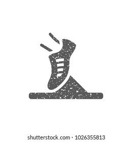 Starting block icon in grunge texture. Vintage style vector illustration.