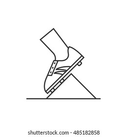 Starting Block Icon In Thin Outline Style. Sport Sprint Running Get Set Ready Go