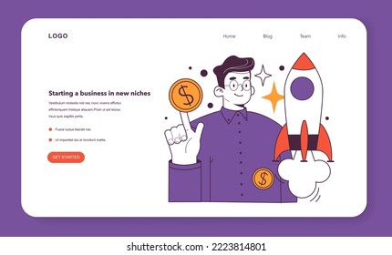 Starting a business in new niches opportunity web banner or landing page. Forward-looking alternatives in conditions of economic stagnation. Positive actions during recession. Flat vector illustration