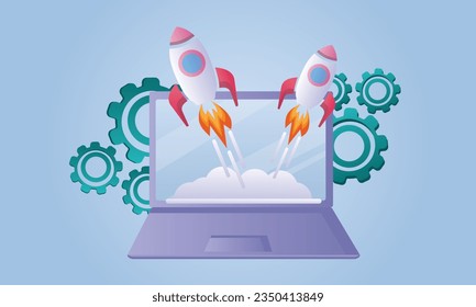 starting business project.on blue background.Vector Design Illustration.
