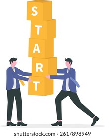 Iniciar uma equipe de negócios. iniciar novo emprego ou carreira. planejar direção de negócios. Sucesso da equipe juntos.

