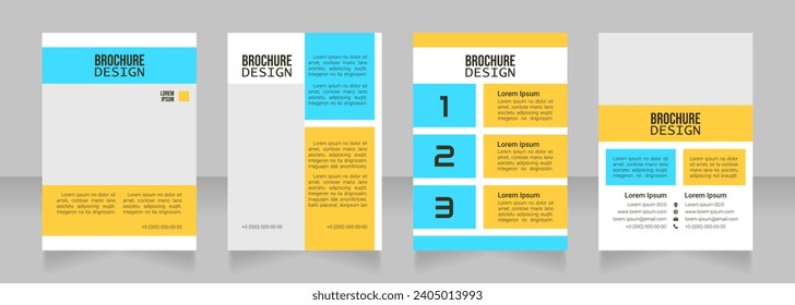 Starting career blank brochure design. Template set with copy space for text. Premade corporate reports collection. Editable 4 paper pages