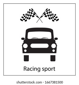 Starting check mark in a car cage for auto moto racing. Vector image.