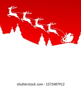 Starting Christmas Sleigh Flying To The Left Forest Red White