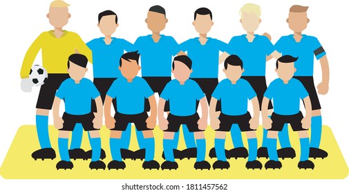 starting eleven of football team. vector illustration on white background
