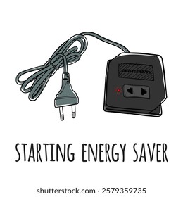 Starting Energy Saver Vector Hand Drawn