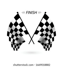 Starting finish flag for auto racing. Vector realistic image.