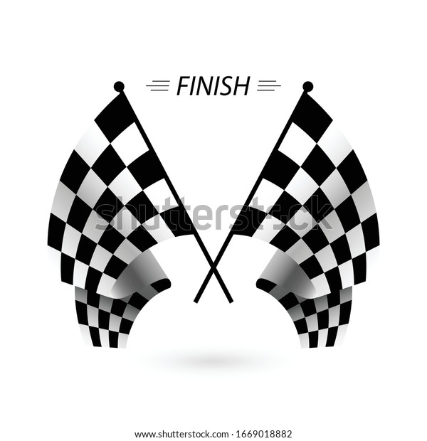 Starting finish flag for auto racing. Vector\
realistic image.