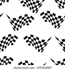 Banderas de acabado para carreras de autos, motocross, carreras de bicicletas, competencias, campeonatos. Patrón transparente de objetos blancos y negros. Imagen vectorial para deportes, campeonatos y campeonatos. 