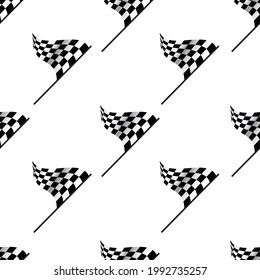 Starting  finish Race flags for auto racing, motocross, bicycle races, competitions, championships. Black and white objects seamless pattern. Vector image for sports, championships and champions. 