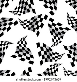 Comenzando a terminar Banderas de carreras para carreras de autos, motocross, carreras de bicicletas, competencias, campeonatos. Patrón transparente de objetos blancos y negros. Imagen vectorial para deportes, campeonatos y campeonatos. 