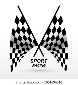 Starting and finishing flags. Auto Moto racing. Checkered flag. Vector realistic image.