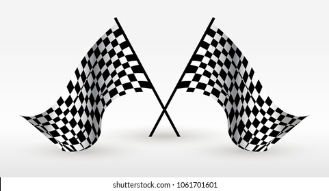 Starting and finishing flags. Auto Moto racing. Checkered flag. Vector realistic image.