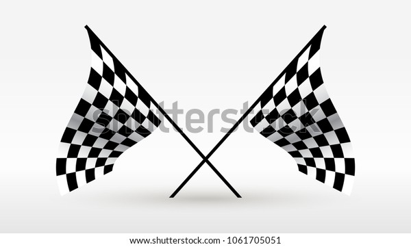 Starting and finishing flags. Auto Moto\
racing. Checkered flag. Vector realistic\
image.