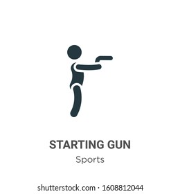 Starting gun glyph icon vector on white background. Flat vector starting gun icon symbol sign from modern sports and competition collection for mobile concept and web apps design.
