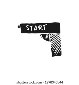 starting gun vector doodle sketch isolated on white background