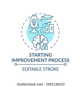 Starting improvement process turquoise concept icon. Personal challenges. Productive mindset. Self development idea thin line illustration. Vector isolated outline RGB color drawing. Editable stroke
