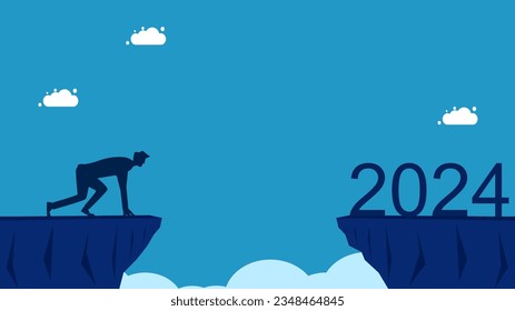 Starting into year 2024. man ready to jump over next year 