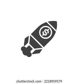 Starting investment vector icon. filled flat sign for mobile concept and web design. Startup business rocket glyph icon. Symbol, logo illustration. Vector graphics