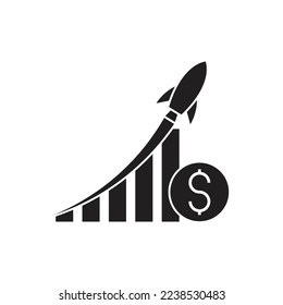 Icono de vector de inversión inicial. Icono de glifo del cohete de empresa de inicio. aislado de fondo blanco. ilustración vectorial