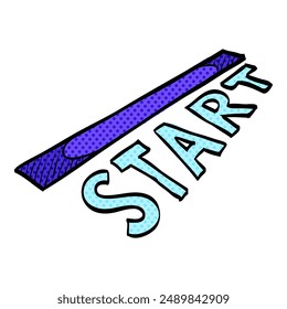 Handgezeichnete Vektorillustration des Halbtonsymbols der Startlinie