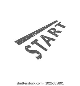 Starting line icon in grunge texture. Vintage style vector illustration.