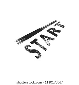 Starting line icon in halftone style. Black and white monochrome vector illustration.