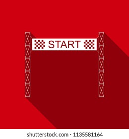 Starting line icon isolated with long shadow. Start symbol. Flat design. Vector Illustration