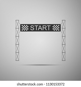 Starting line icon isolated on grey background. Start symbol. Flat design. Vector Illustration