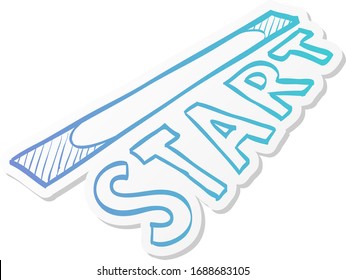 Starting line icon in sticker color style. Athletic running marathon sport