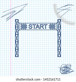 Starting line line sketch icon isolated on white background. Start symbol. Vector Illustration