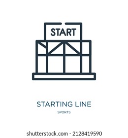 starting line thin line icon. start, up linear icons from sports concept isolated outline sign. Vector illustration symbol element for web design and apps.
